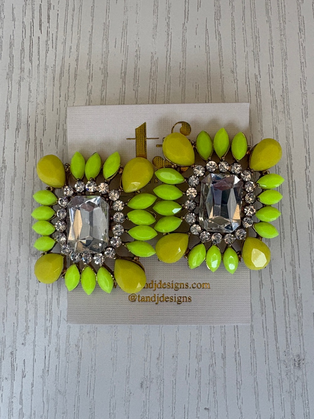 T&J Designs Neon Lime and Yellow Crystal Cluster Earrings